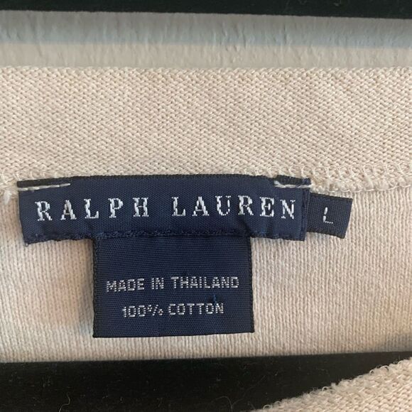 Ralph Lauren Black and cream striped boatneck shirt size L - Picture 3 of 8